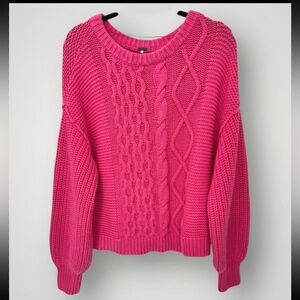 GENTLY WORN FREE PEOPLE DREAM PINK CABLE KNIT SWEATER SIZE SMALL